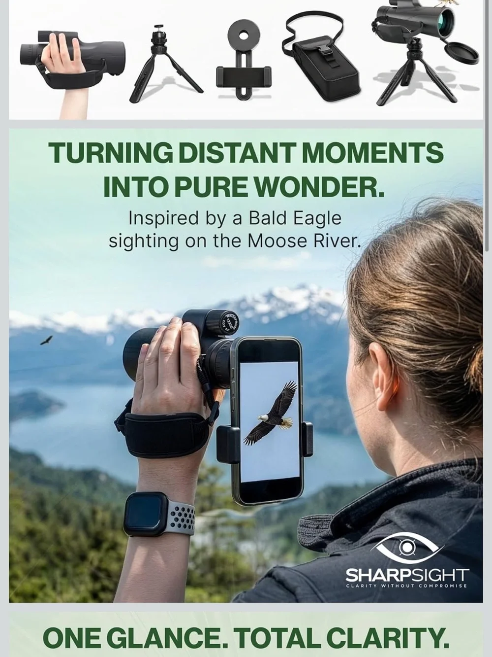 NEW SharpSight 12x50 HD Monocular Telescope BAK-4 Prism Bird Watching Hiking